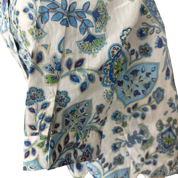 Caliban Blue and White Printed Blouse 3/4 Sleeve Size 40 eur 4 US - Picture 2 of 9